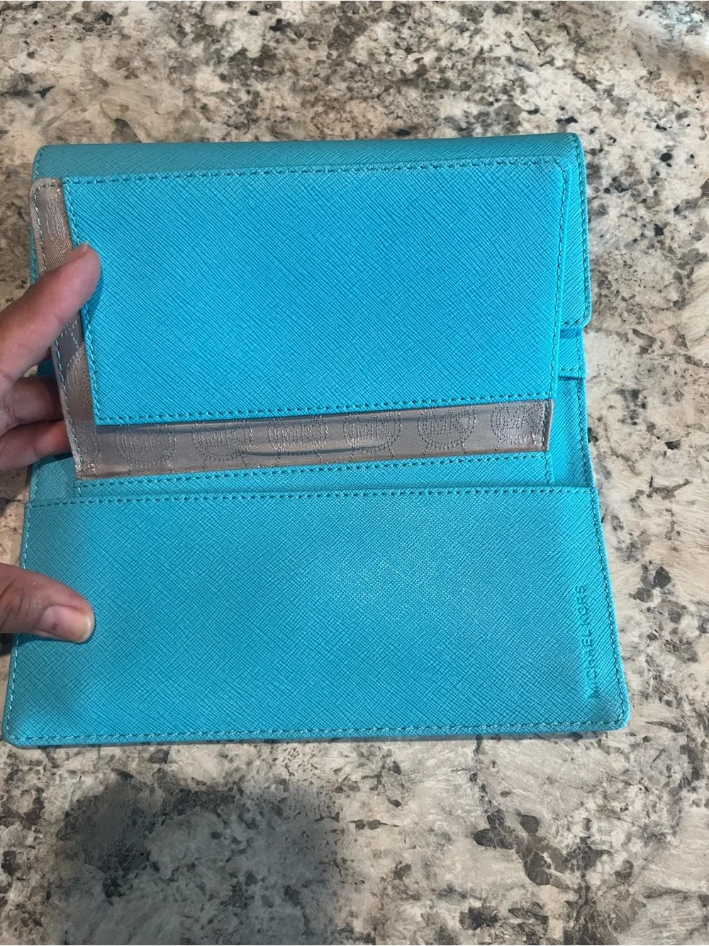 Michael Kors Turquoise Saffiano Leather Phone Case Wallet